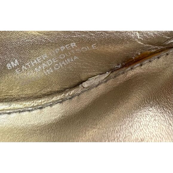 Lilly Pulitzer Kristen Metallic Gold Peep Toe Sling Back Wedge Heels Size 8 - Picture 13 of 13